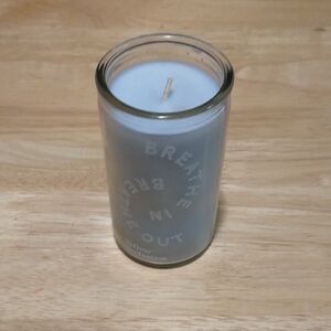 Home Accents Blue Glass Jar Candle - Breath In Breath Out